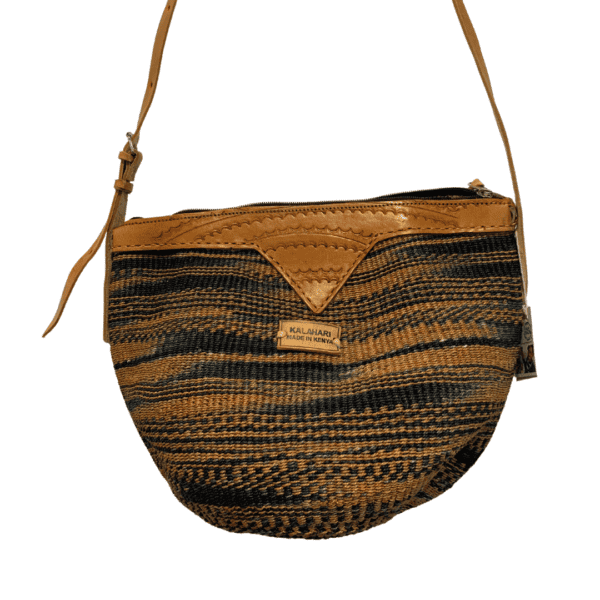 Lined Sisal Bag - Navy/Tan